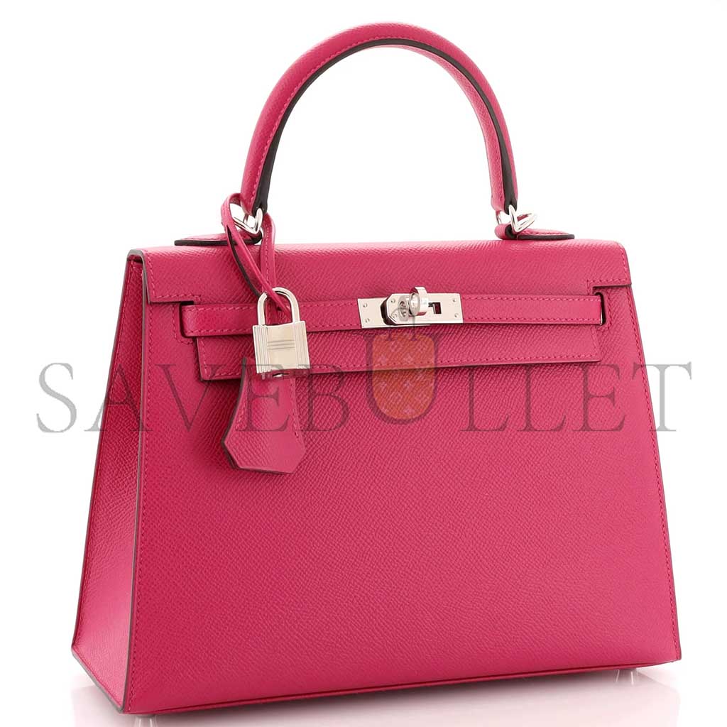 H**mes master kelly handbag rose pourpre epsom with palladium hardware 25 (25*17*7cm)